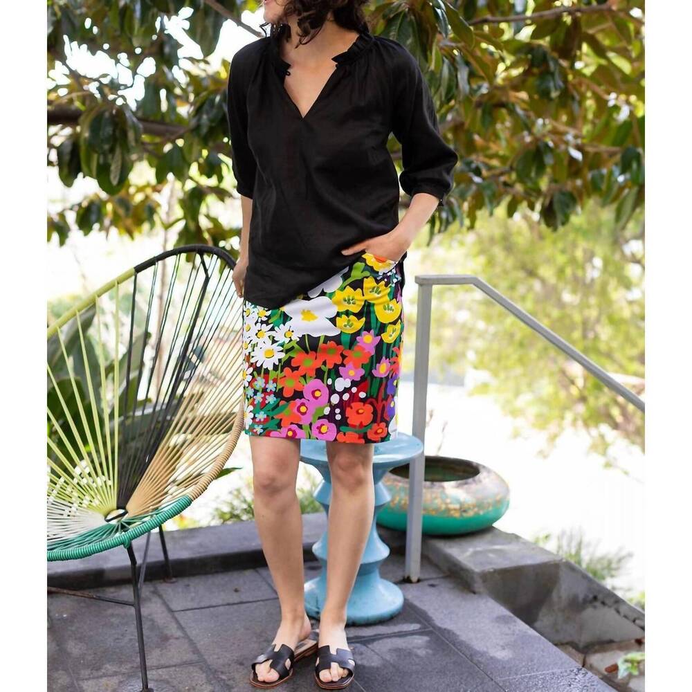 NEW LESLEY EVERS camille linen blouse in black